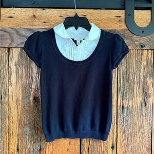 The Children's Place Navy and White School Uniform Layered Look Top